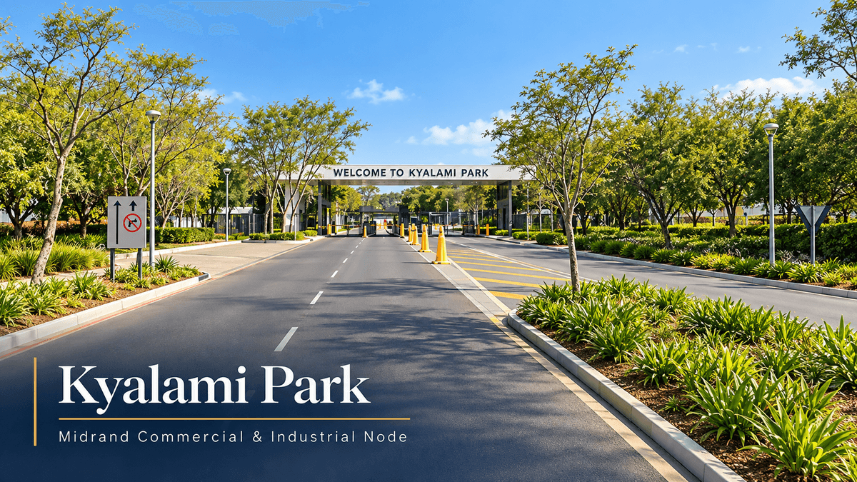 Kyalami Park entrance boulevard in Midrand